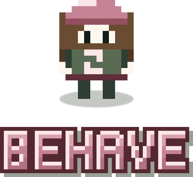 The Behave character, a pixel-art figure standing above the word BEHAVE.
